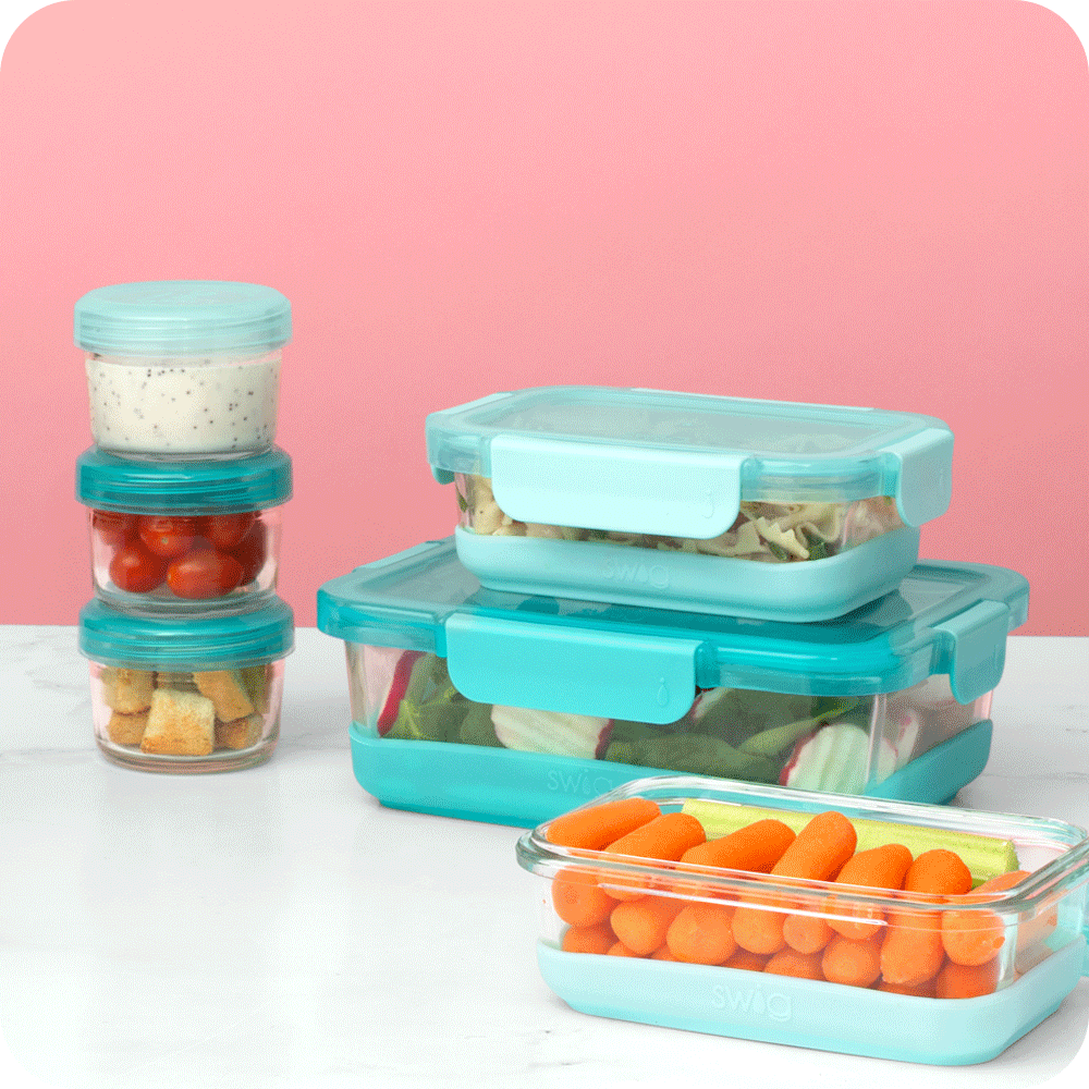 Aqua 3pc Glass Food Storage Medium Set