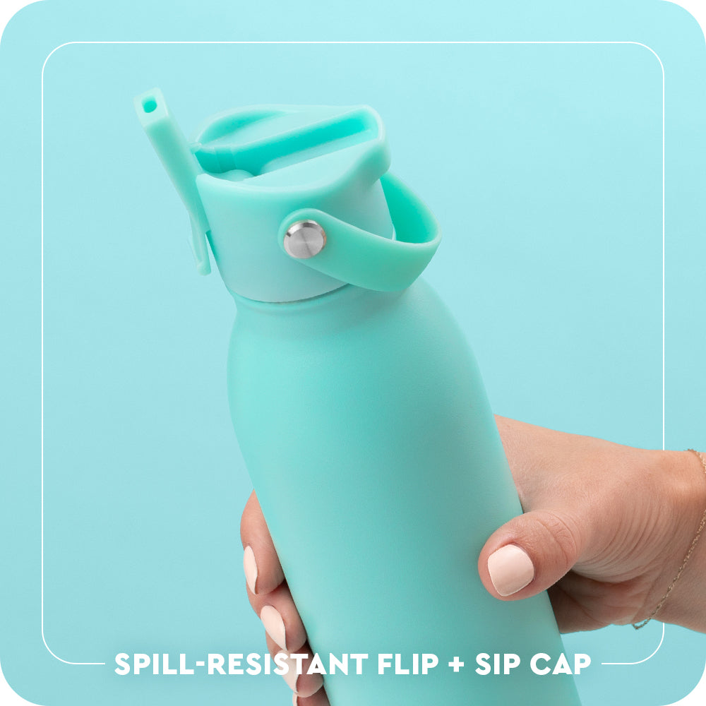 Swig Life Aqua Flip + Sip Straw Cap Lid is spill resistant