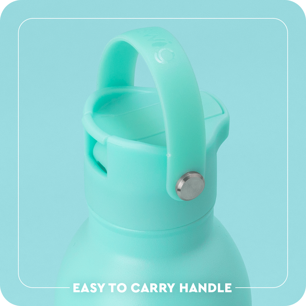 Swig Life Aqua Flip + Sip Straw Cap Lid animation with easy carry handle