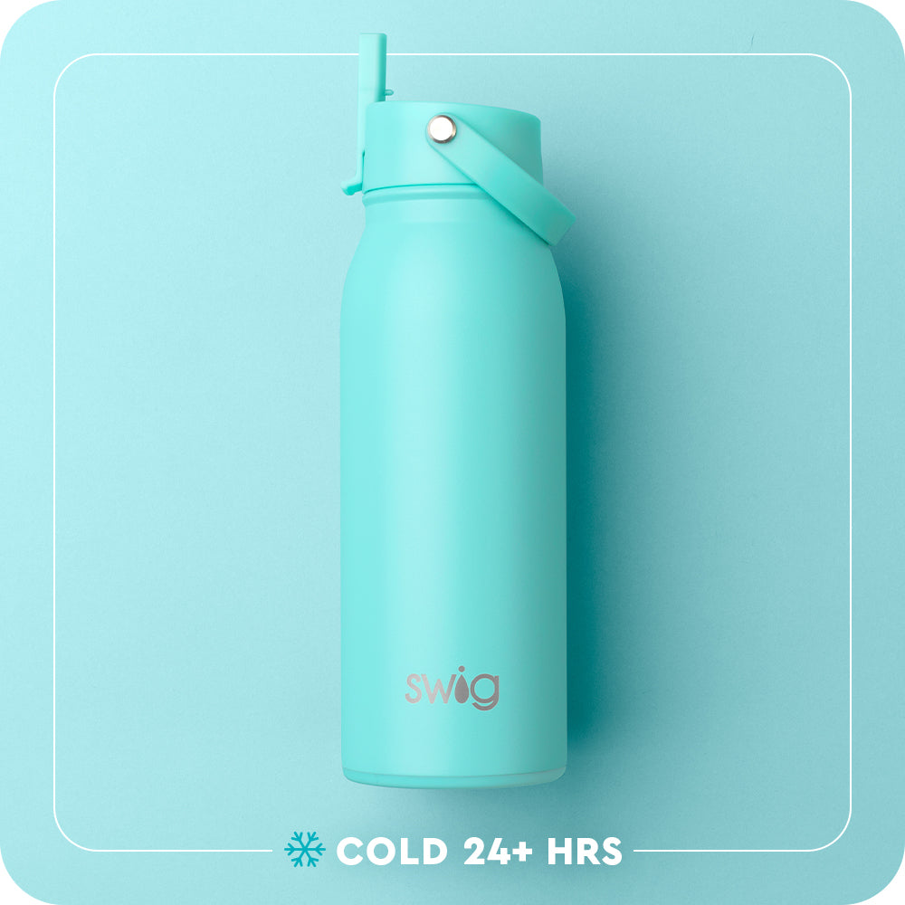 Swig Life 36oz Insulated Flip + Sip Cap Water Bottle temperature infographic - Cold 24+ hours