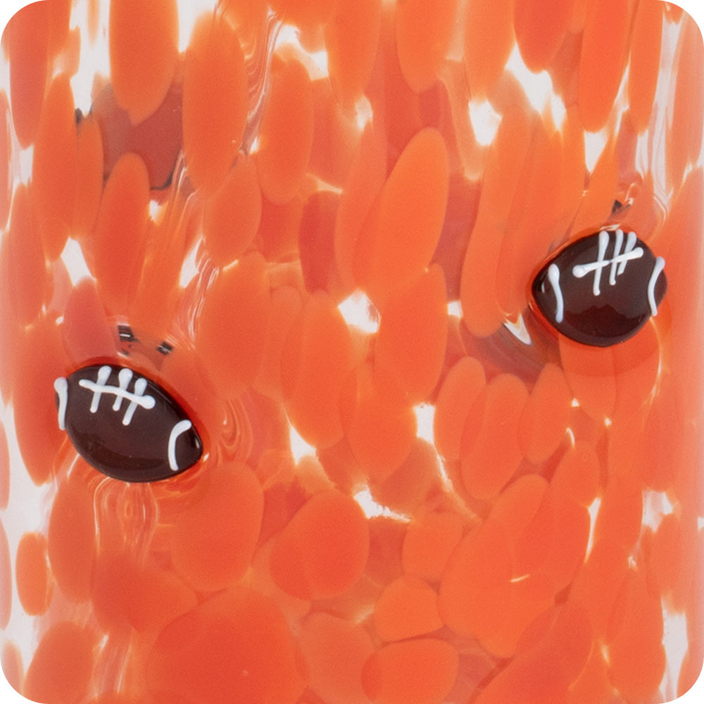 Orange Football Charm Glass 17oz