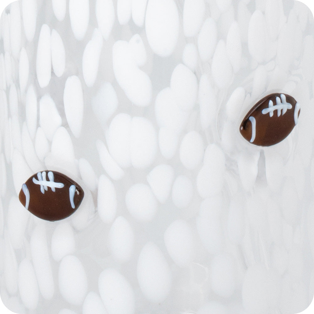 White Football Charm Glass 17oz
