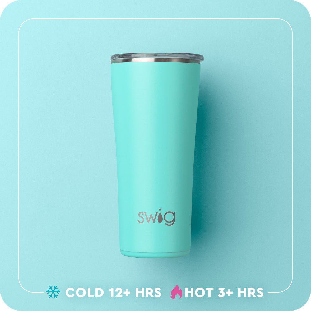 Swig Life 22oz Tumbler temperature infographic - cold 12+ hours or hot 3+ hours