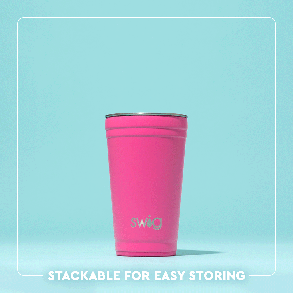 Swig Life 24oz Party Cup animation showing stackable feature for easy storing