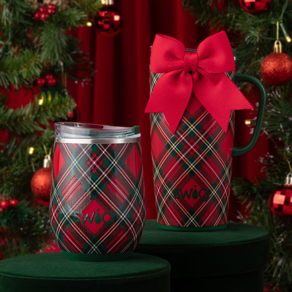 Christmas Plaid Stemless Wine 12oz
