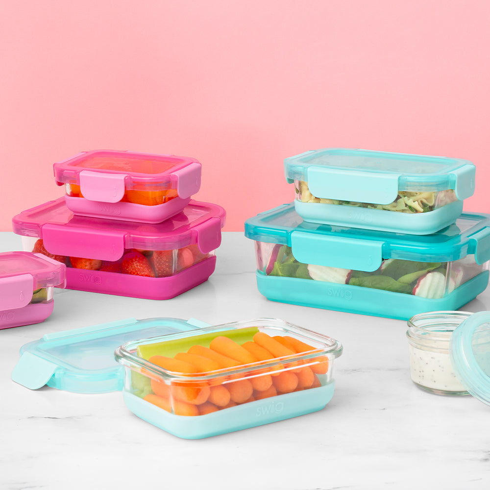 Pink 3pc Glass Food Storage Large Set