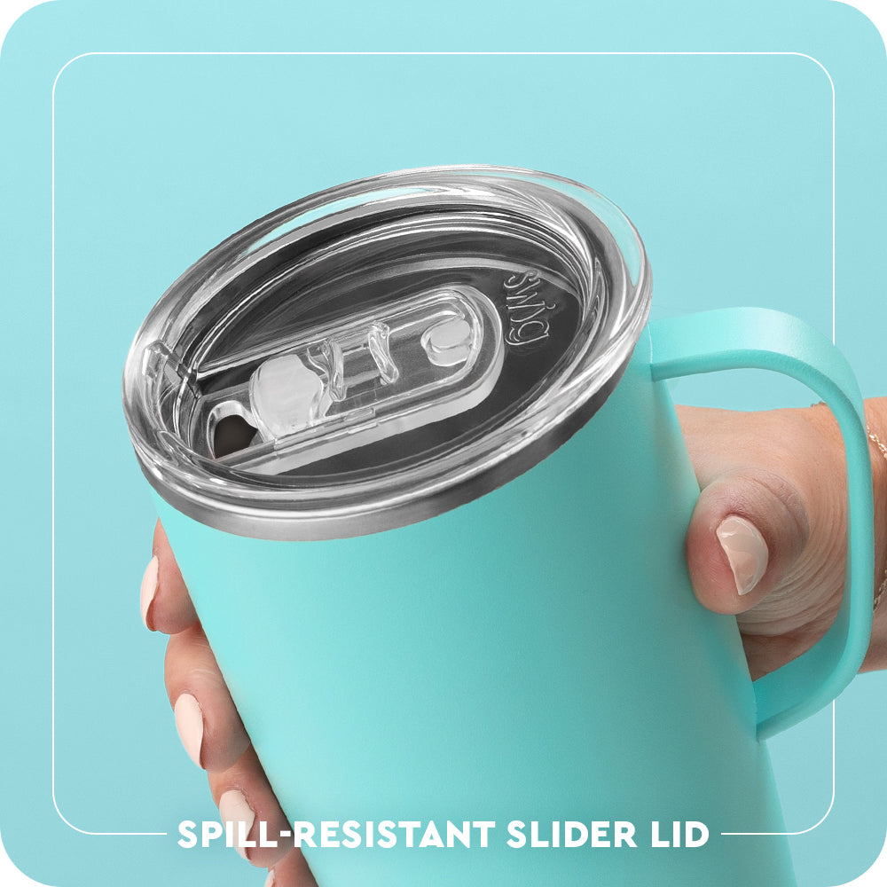 Swig Life 22oz Travel Mug Clear Slider Lid - spill resistant, removable slider lid