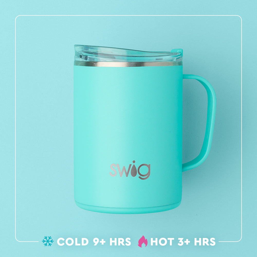 Swig Life 24oz Large Camper Mug temperature infographic - cold 9+ hours or hot 3+ hours