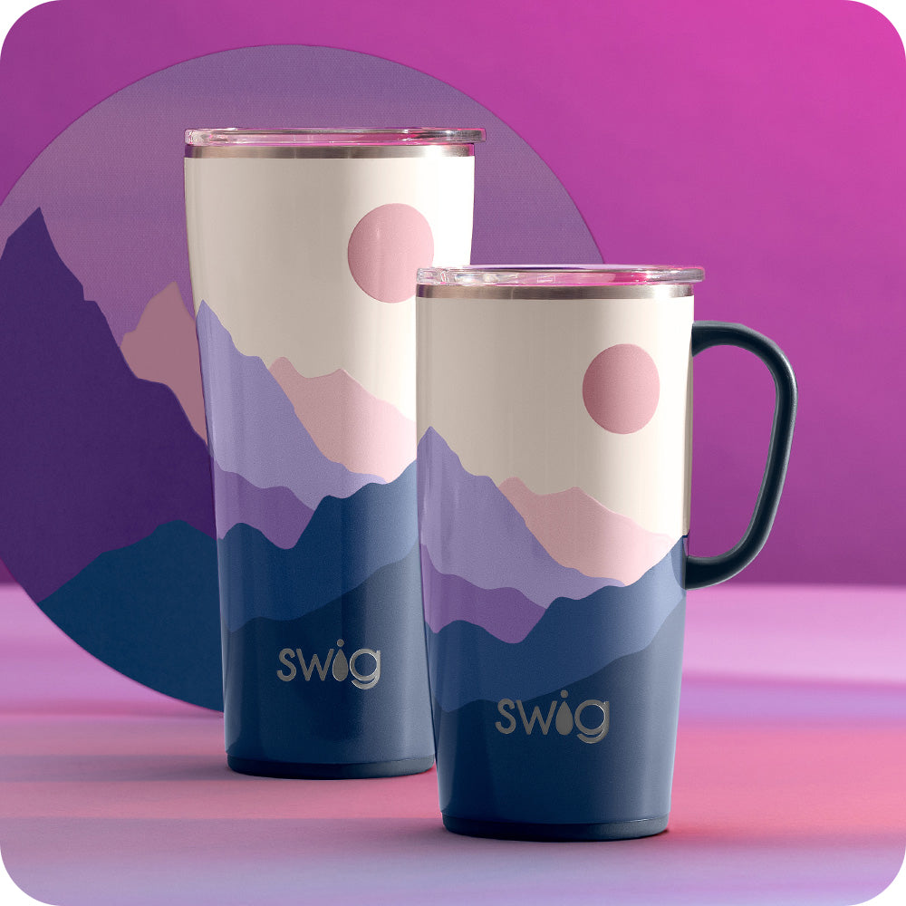 Swig Life Moon Shine XL Set on a purple moon background