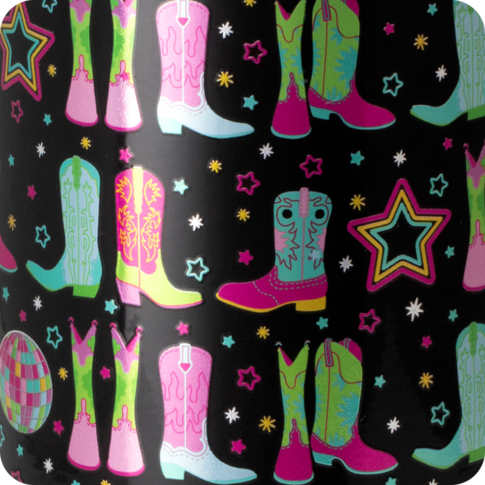 Swig Life Disco Cowgirl print pattern close-up detail