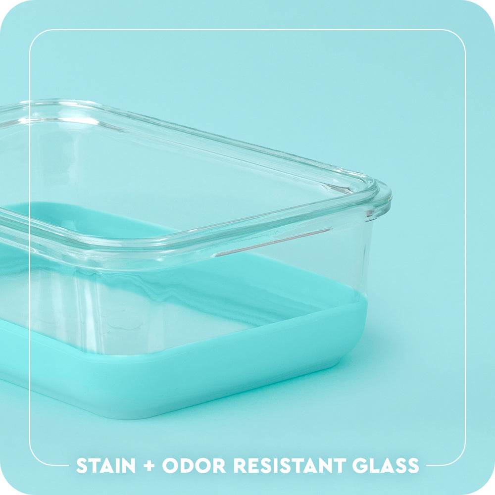 Aqua 3pc Glass Food Storage Medium Set