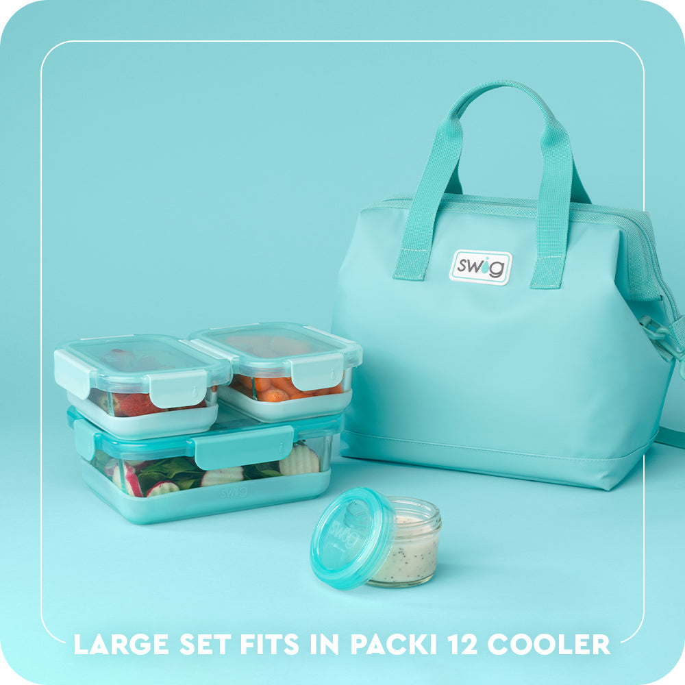 Aqua 3pc Glass Food Storage Large Set