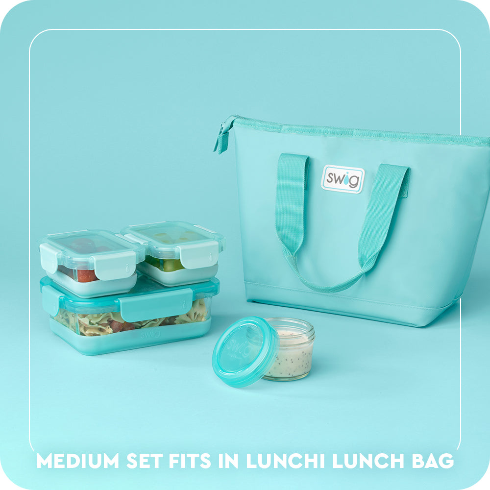 Aqua 3pc Glass Food Storage Medium Set