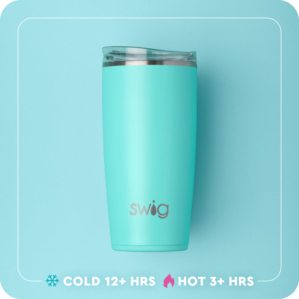 Swig Life 22oz Tumbler temperature infographic - cold 12+ hours or hot 3+ hours