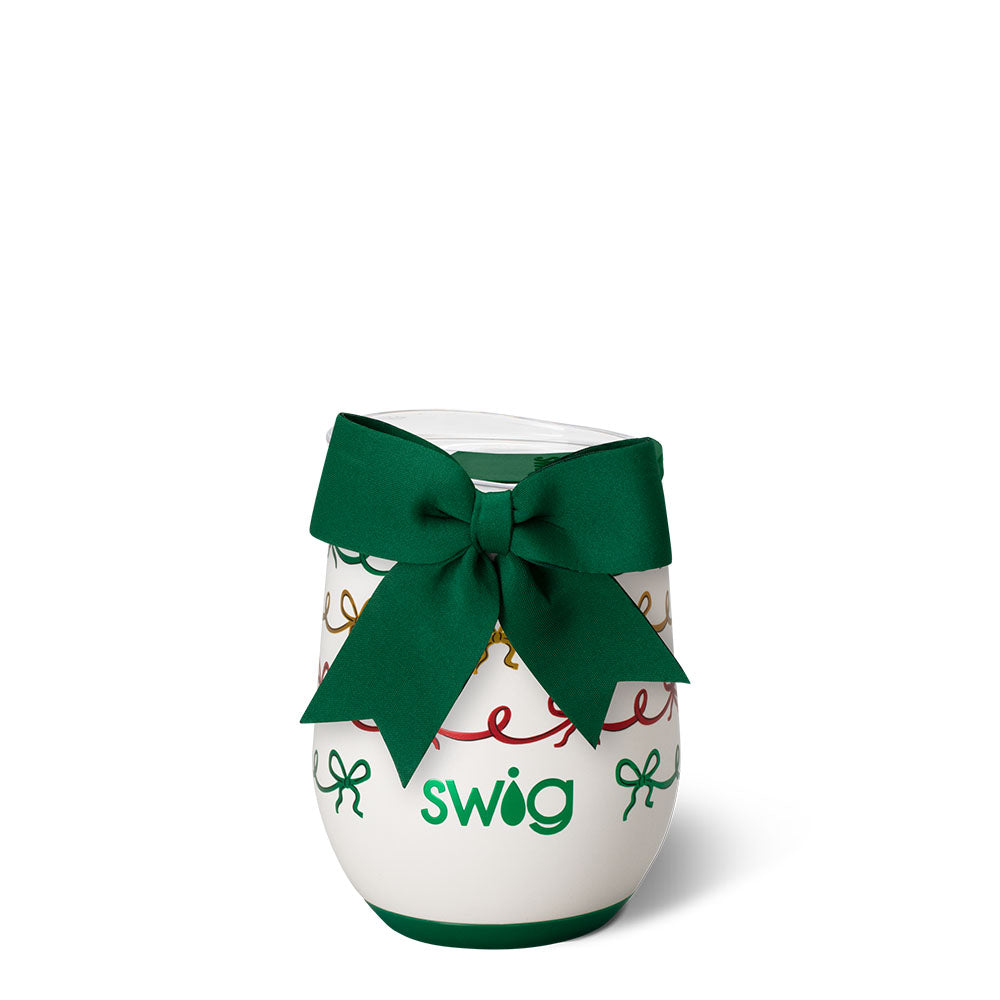Christmas Bows Stemless Wine 12oz