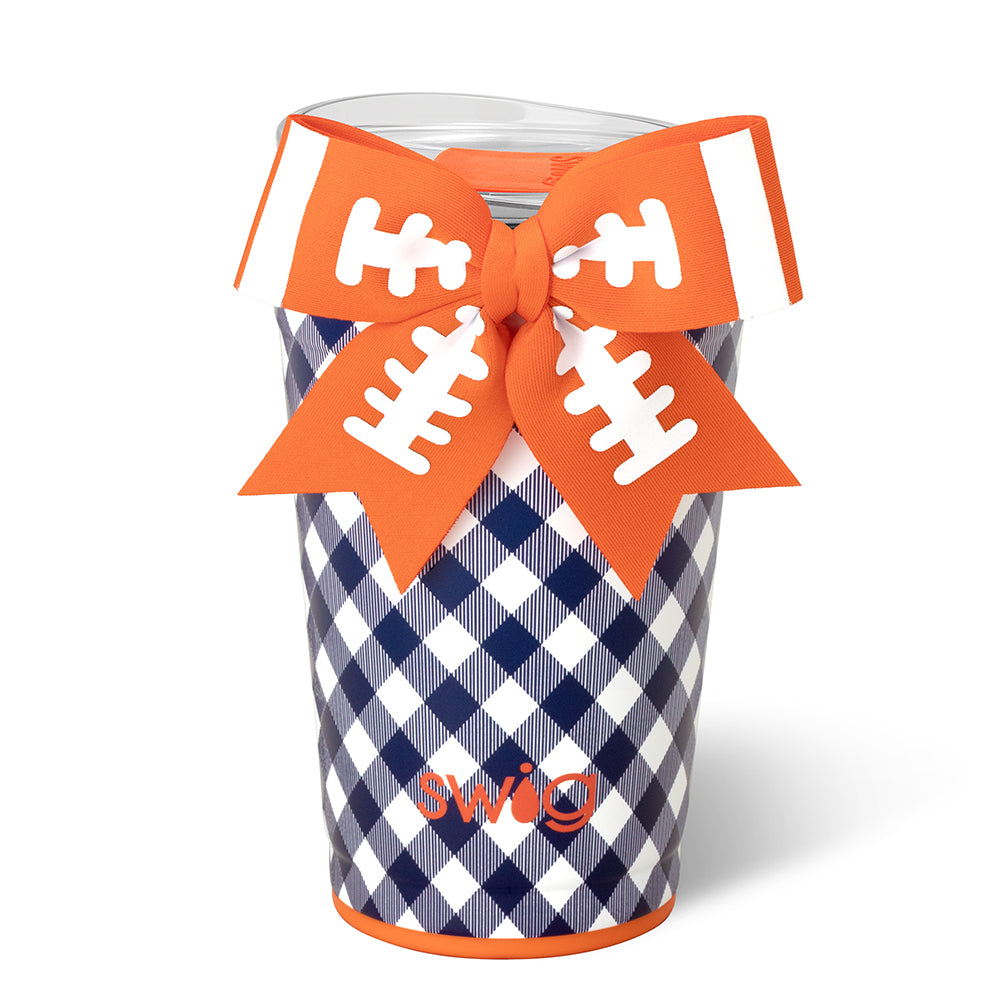 Gameday Gingham Navy + Orange Party Cup 24oz