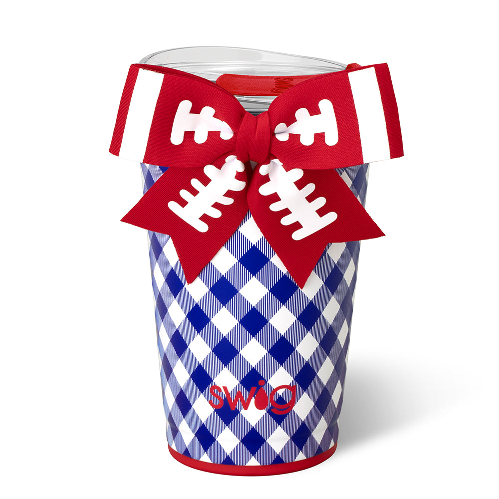 Gameday Gingham Royal + Red Party Cup 24oz