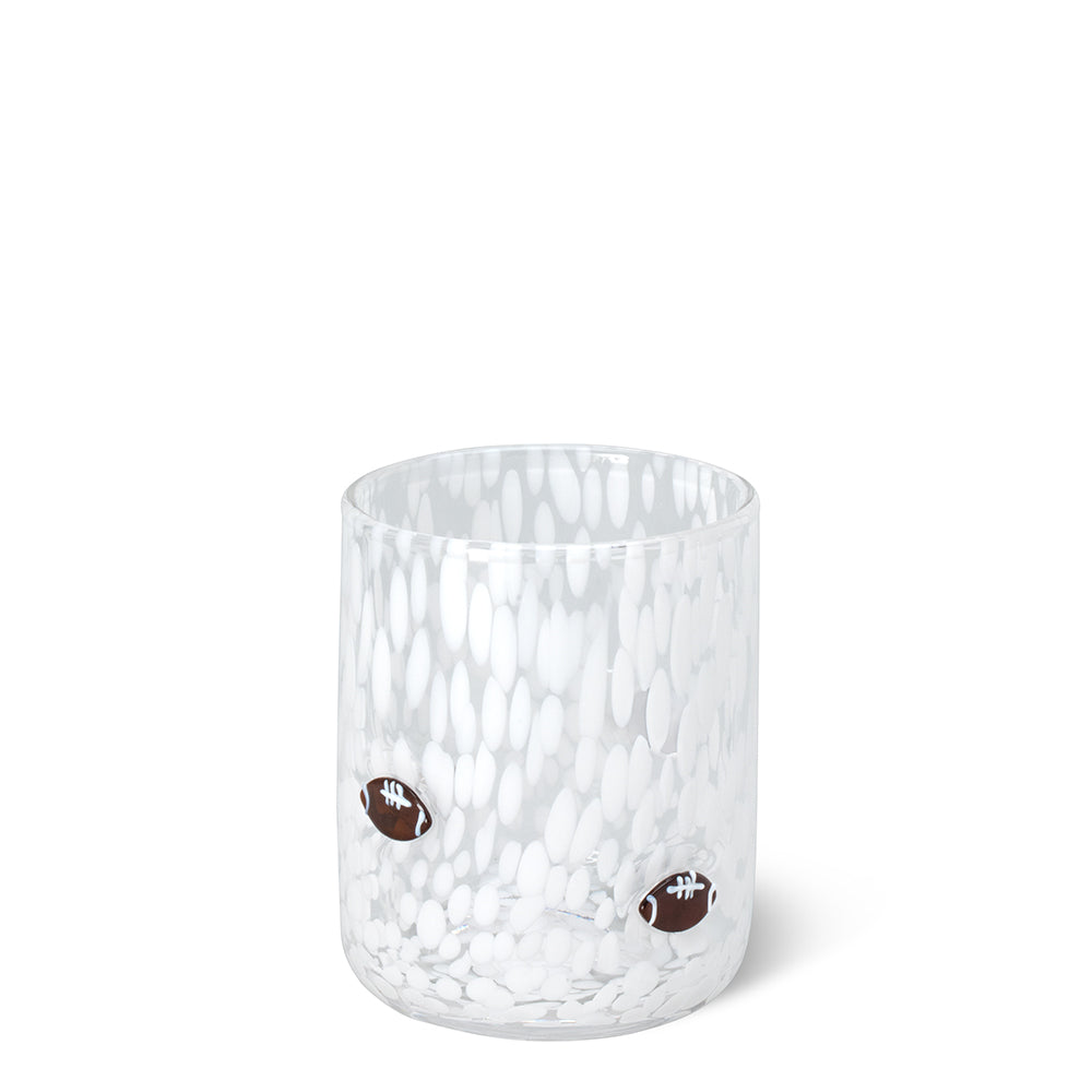 White Football Charm Glass 17oz