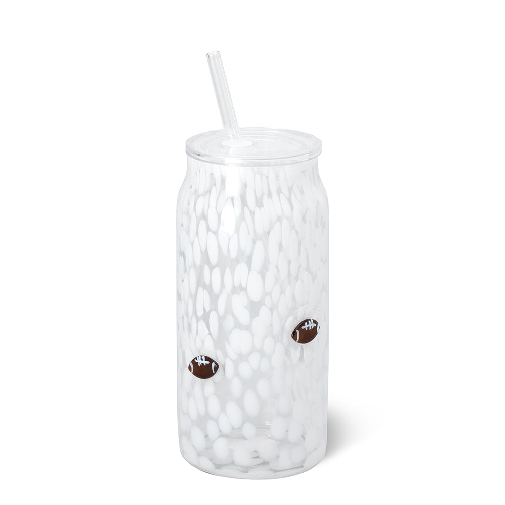 White Football Charm Glass 23oz