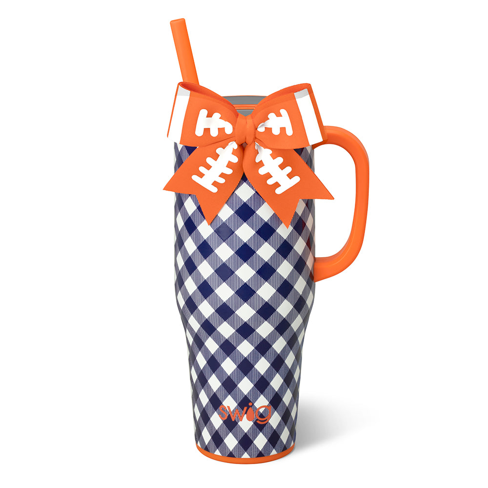 Gameday Gingham Navy + Orange Mega Mug 40oz