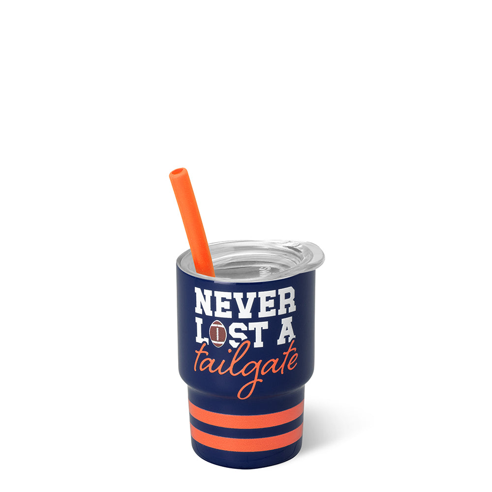 Never Lost a Tailgate Navy + Orange Swig Shot 2oz