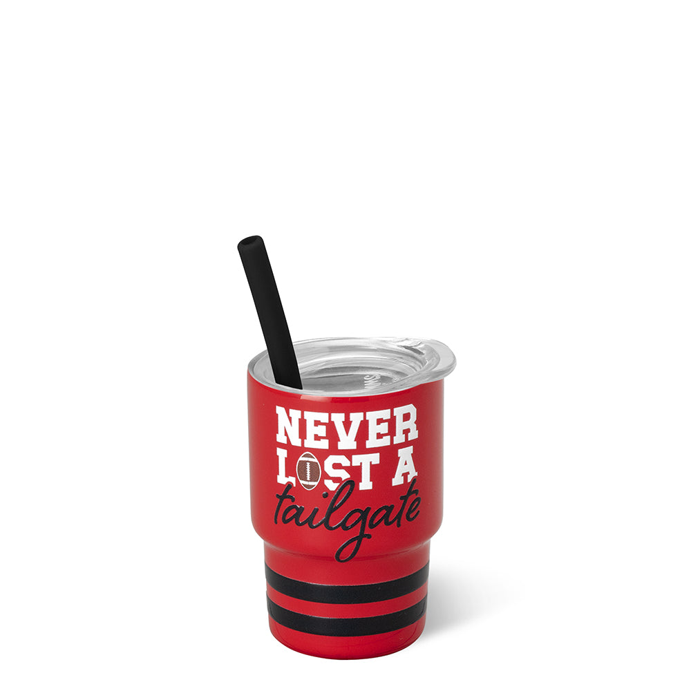 Never Lost a Tailgate Red + Black Swig Shot 2oz