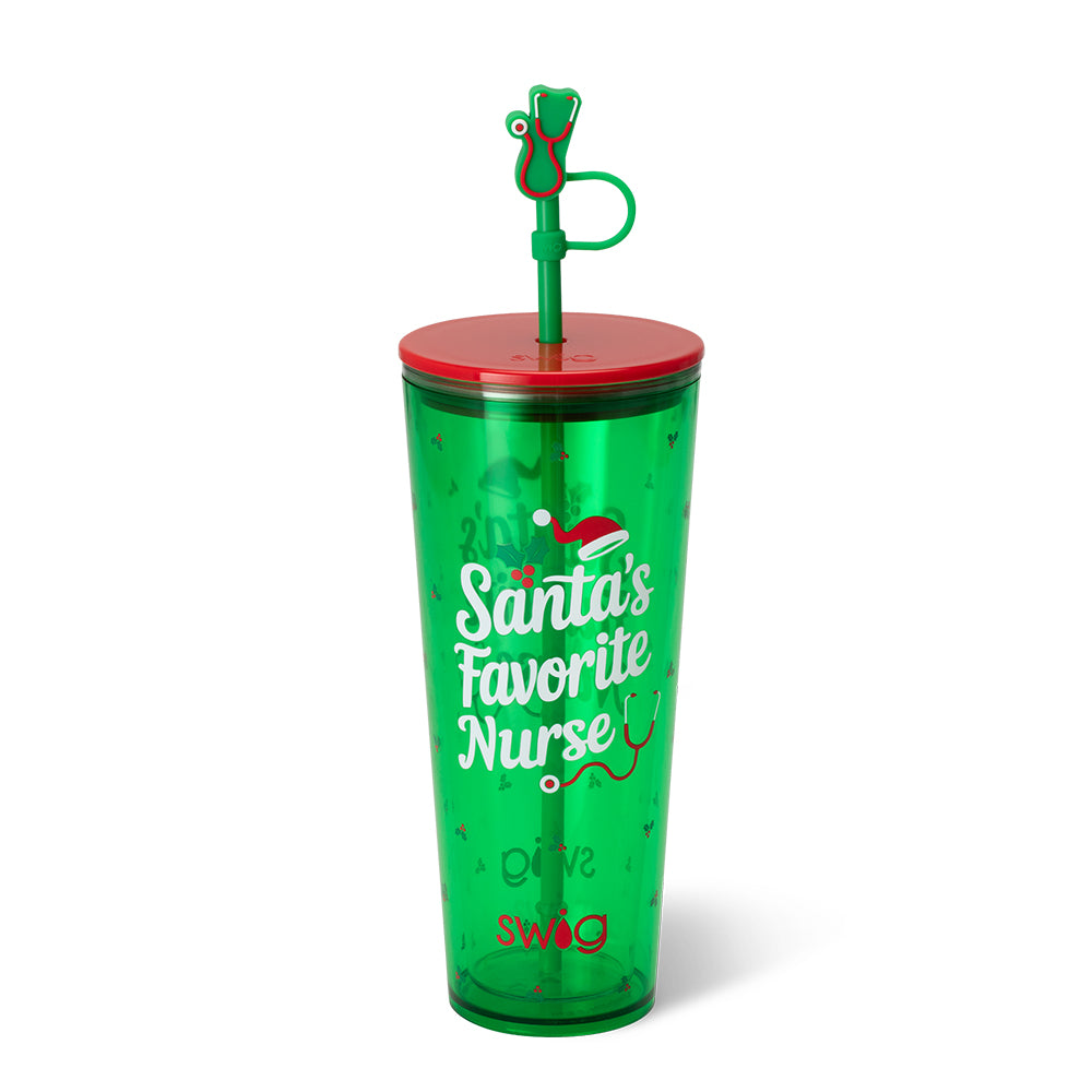 Santa's Favorite Nurse Plastic Tumbler 24oz