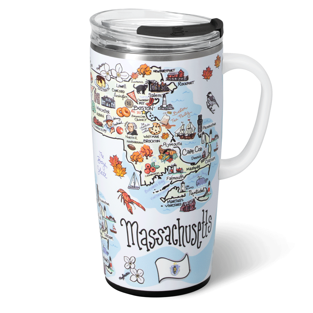 Swig Life 22oz Massachusetts Insulated Travel Mug Animation