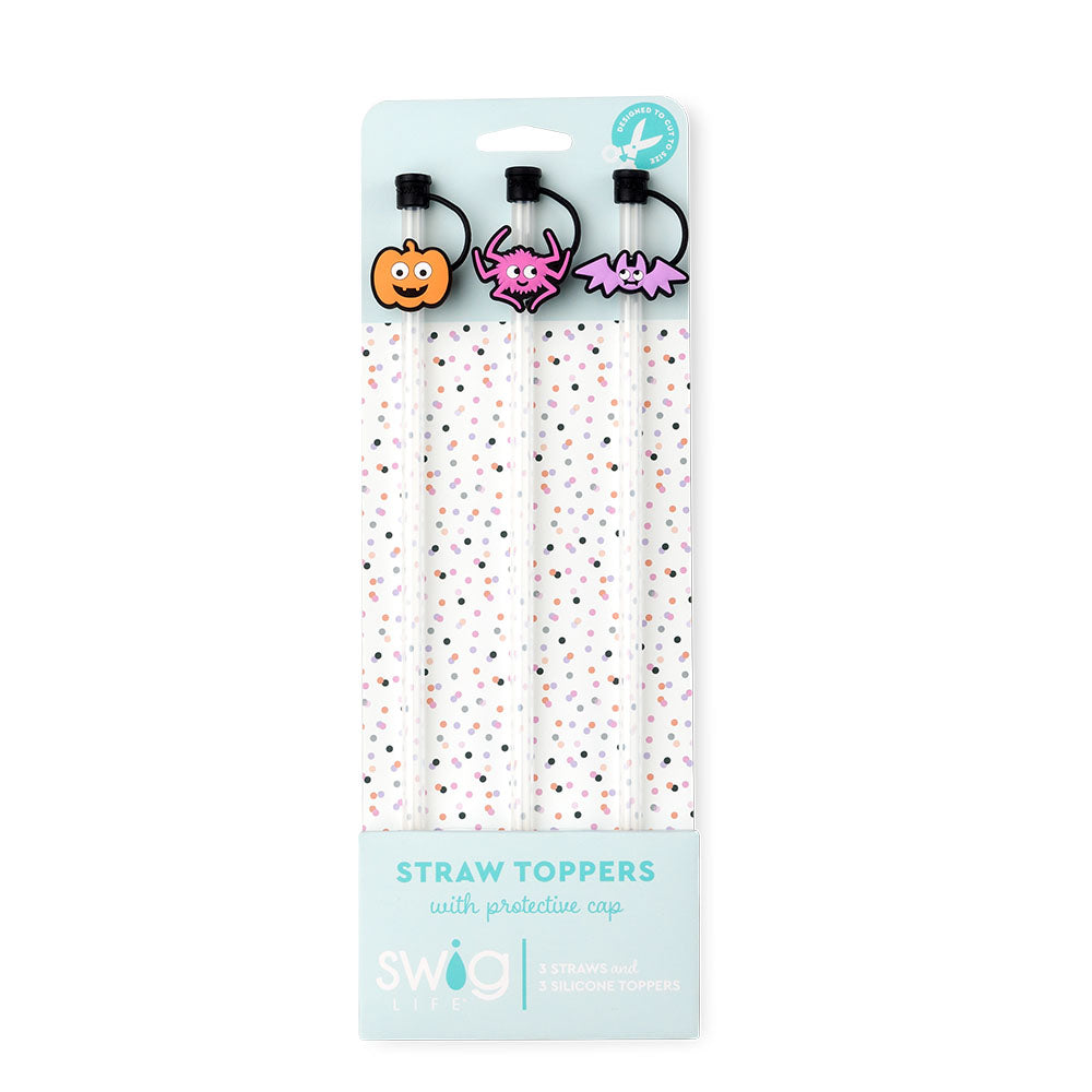 Swig Life Sweet and Spooky Straw Topper Set including three straws and three silicone toppers