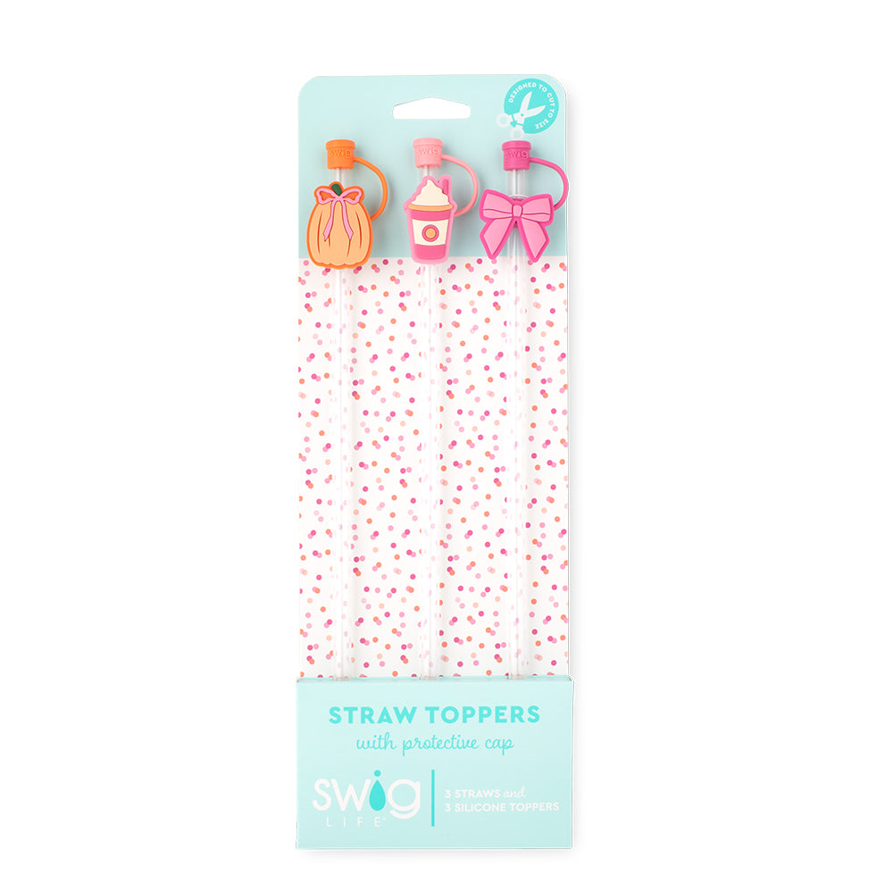 Pumpkins and Bows Straw Topper Set