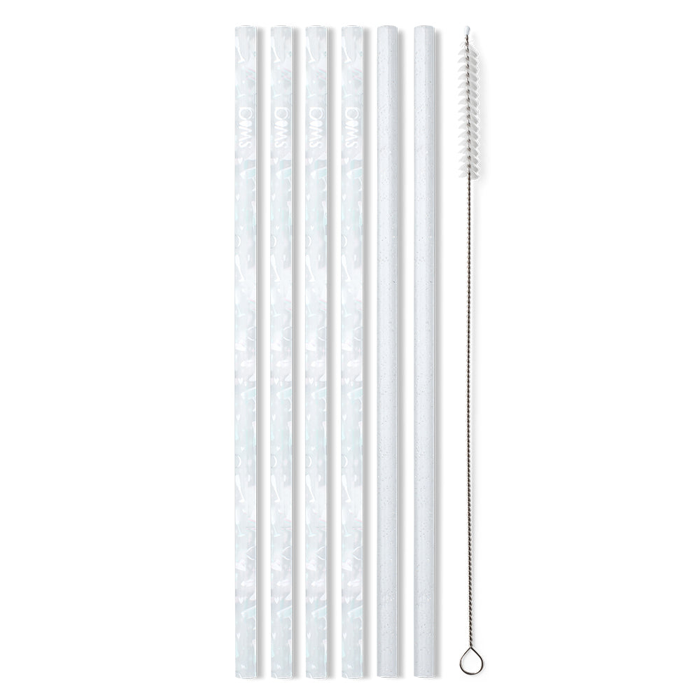 Swig Life Bride to Be + Silver Glitter Reusable Straw Set without packaging