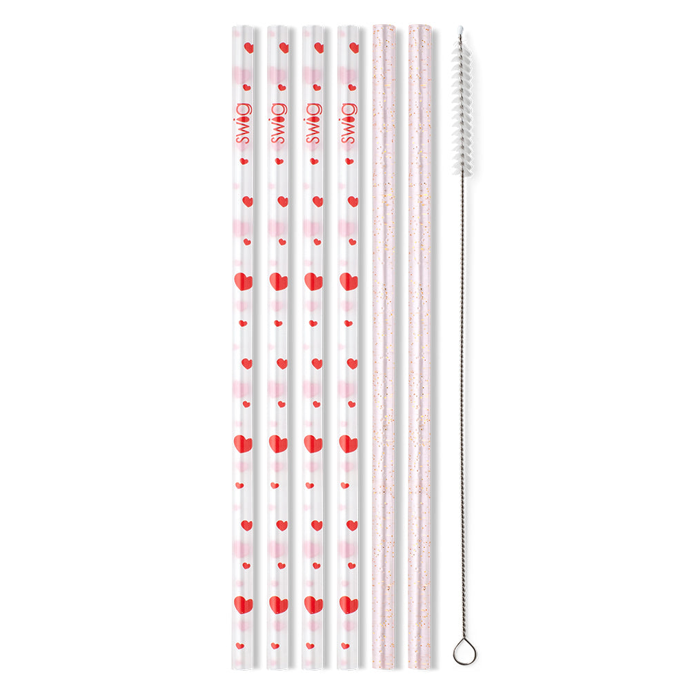 Sweethearts + Light Pink Glitter Reusable Straw Set