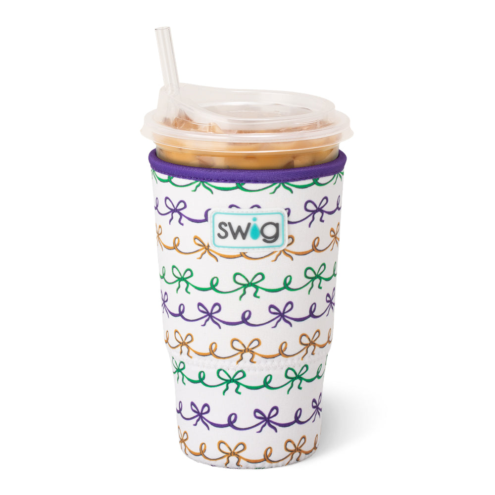 Mardi Gras Bows Large Iced Cup Coolie