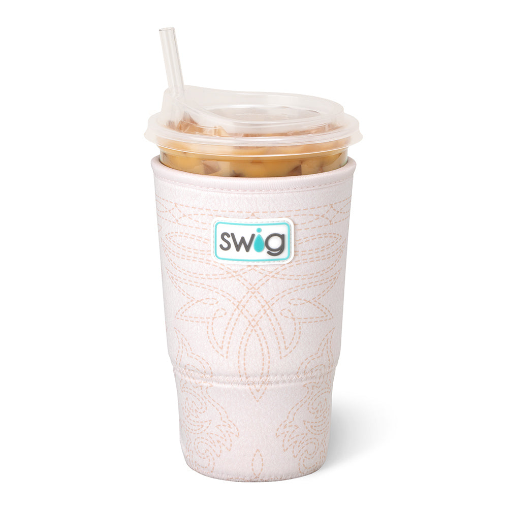 Saddle Stitch Cream Large Iced Cup Coolie