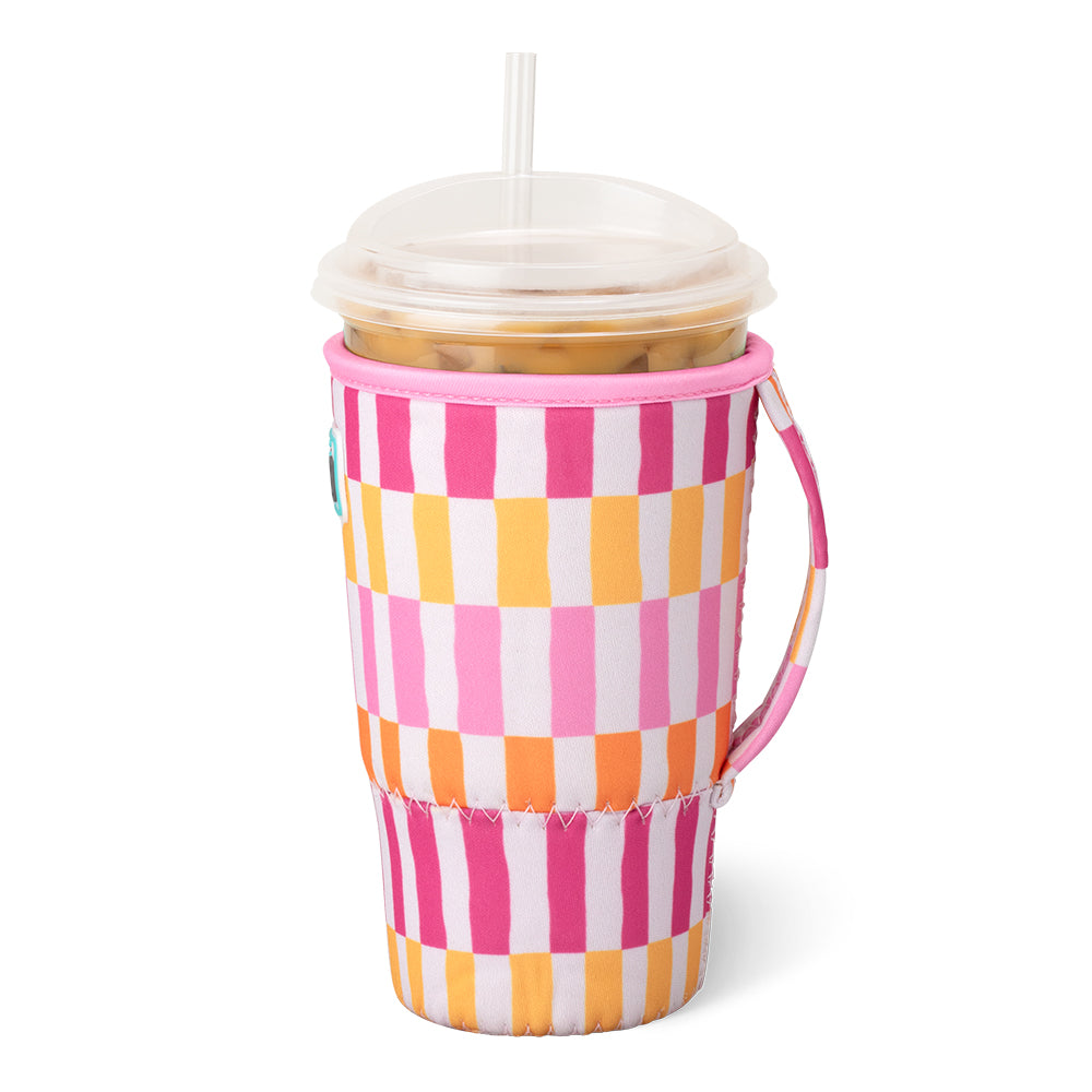Swig Life Sherbet Stripe Insulated Neoprene Large Iced Cup Coolie Handle View