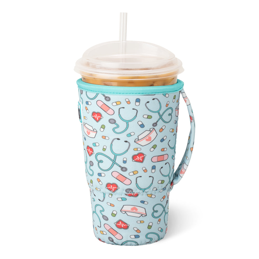 Swig Life Scrub Life Insulated Neoprene Large Iced Cup Coolie with hand strap
