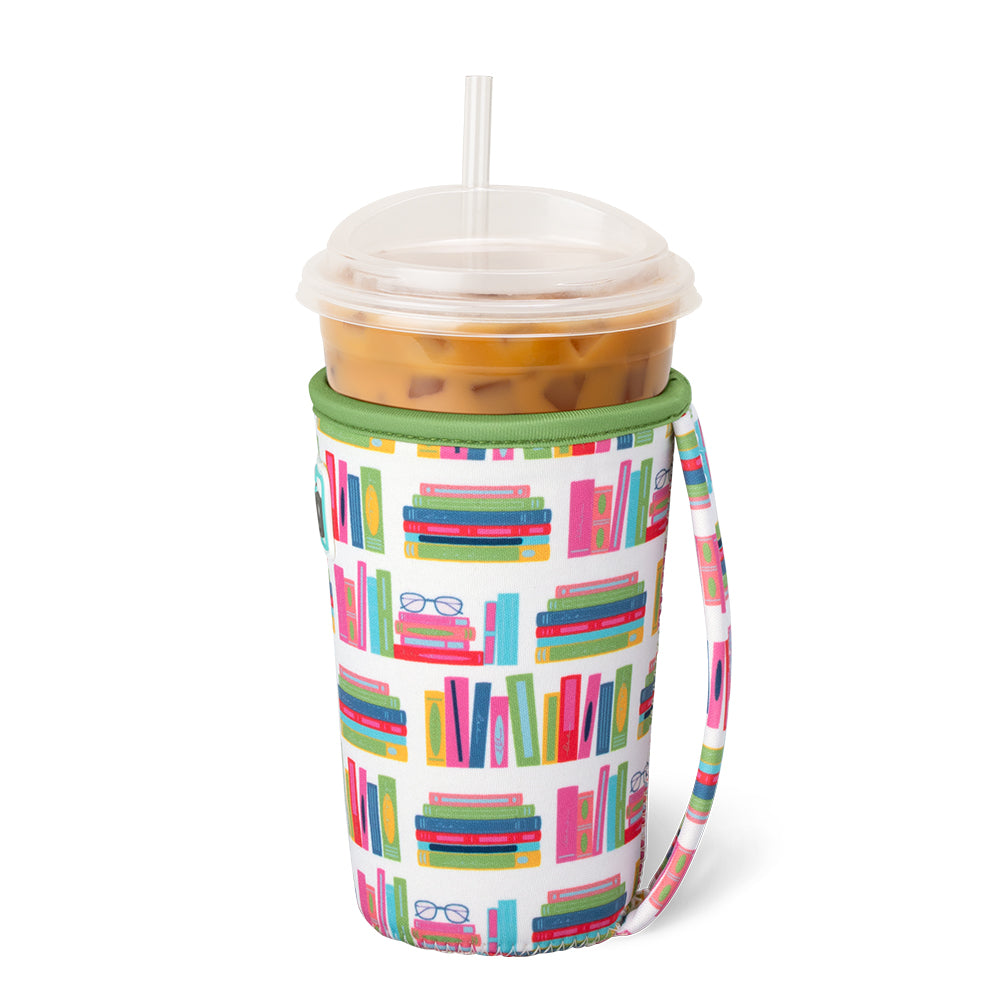 Swig Life Book Club Insulated Neoprene Medium Iced Cup Coolie Handle View