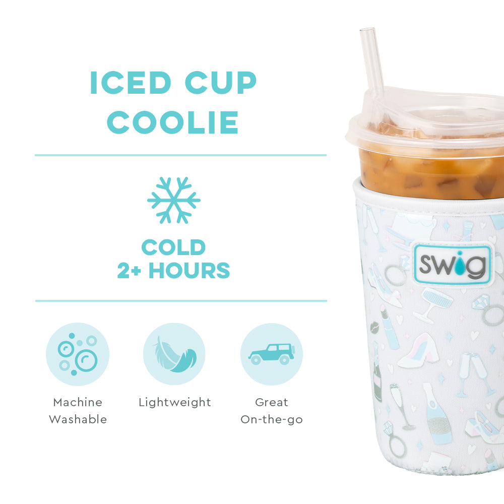 Swig Life Bride to Be Insulated Neoprene Iced Cup Coolie temperature infographic - cold 2+ hours