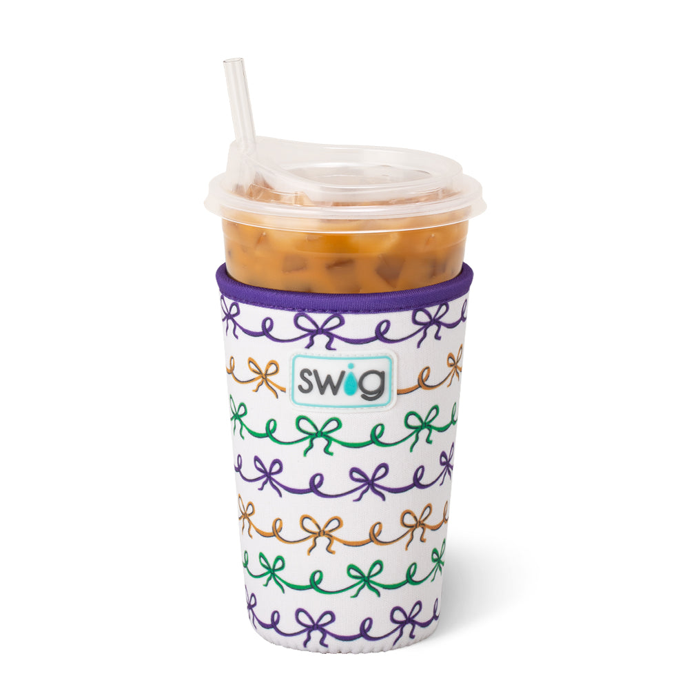 Mardi Gras Bows Medium Iced Cup Coolie