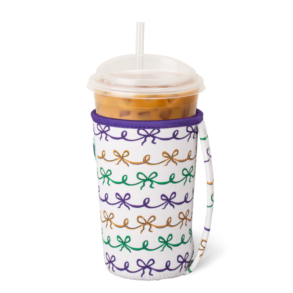 Mardi Gras Bows Medium Iced Cup Coolie