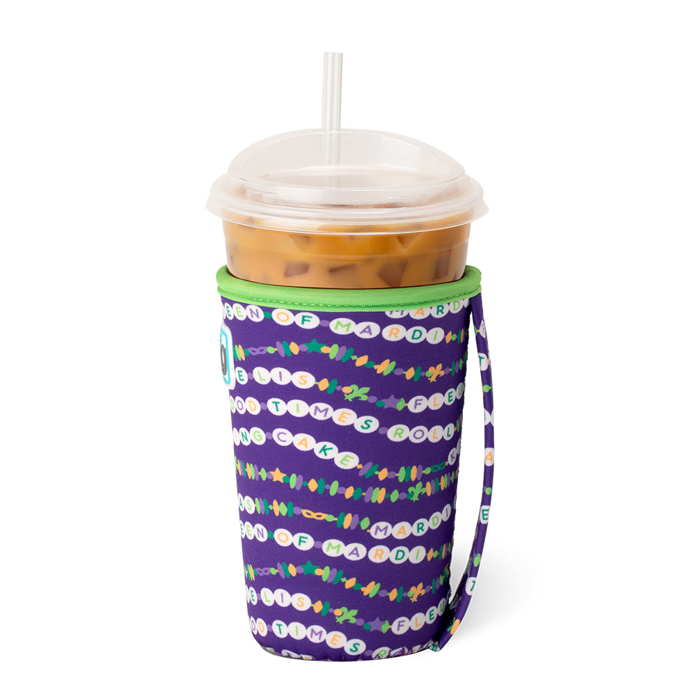 Swig Life My Mardi Era Insulated Neoprene Iced Cup Coolie with hand strap