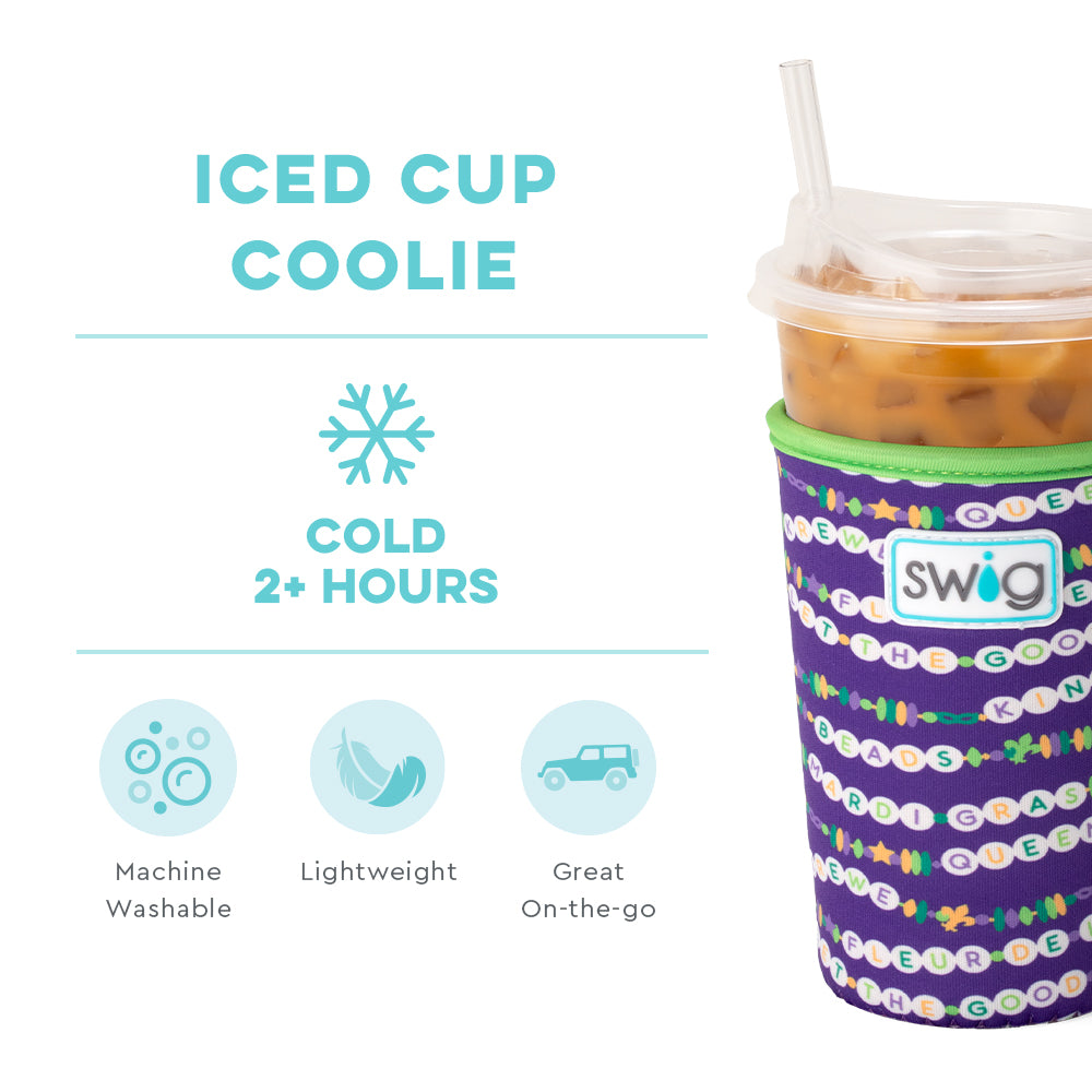 Swig Life My Mardi Era Insulated Neoprene Iced Cup Coolie temperature infographic - cold 2+ hours