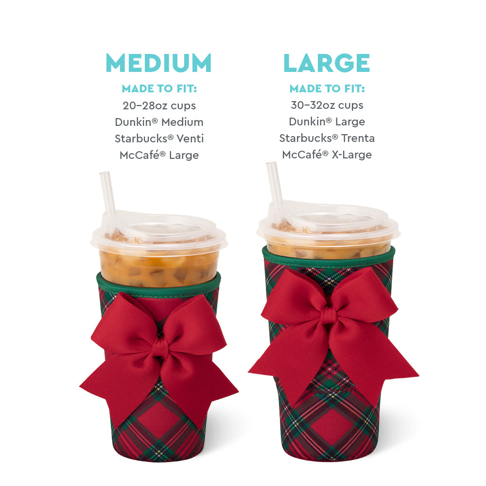 Christmas Plaid Medium Iced Cup Coolie