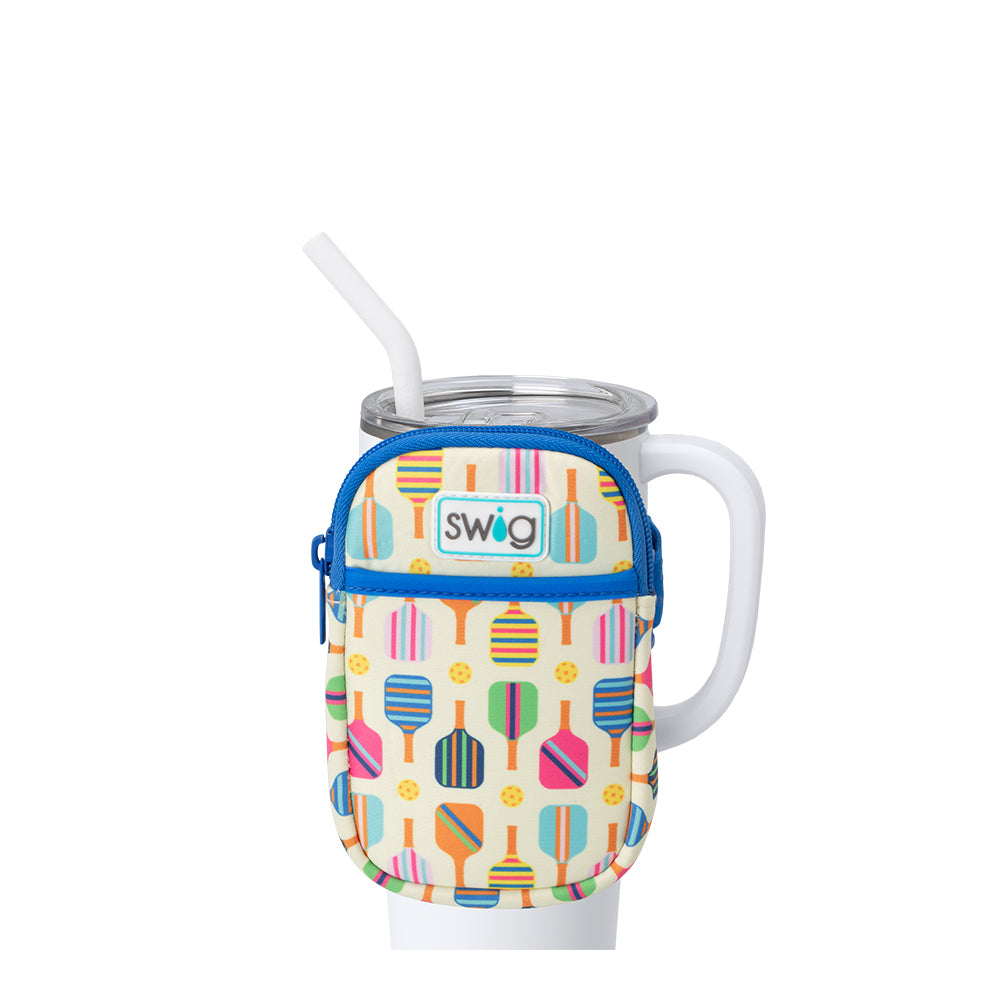 Swig Life Pickleball Neoprene Mega Mug Pouch with Zipper on a White 40oz Mega Mug