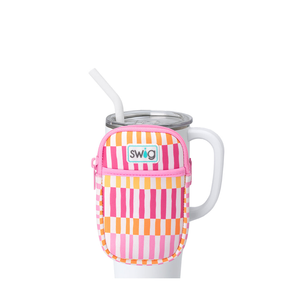 Swig Life Sherbet Stripe Neoprene Mega Mug Pouch with Zipper on a White 40oz Mega Mug