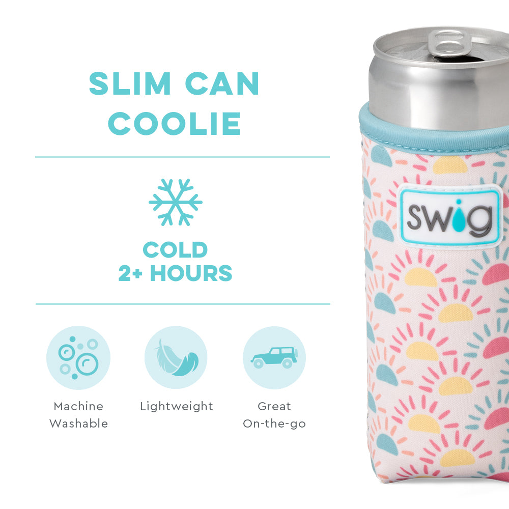 Swig Life Sun Chaser Insulated Neoprene Slim Can Coolie temperature infographic - cold 2+ hours
