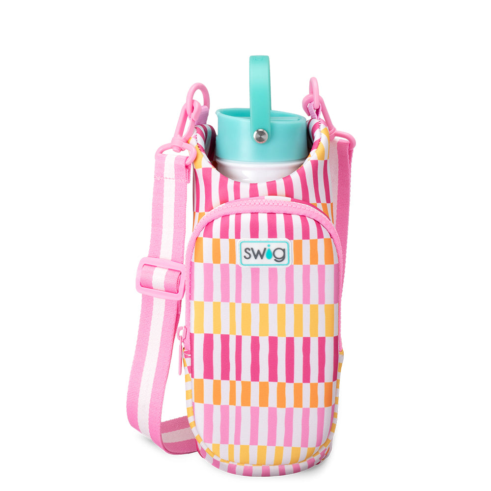 Swig Life Sherbet Stripe Insulated Neoprene Water Bottle Sling with over the shoulder strap