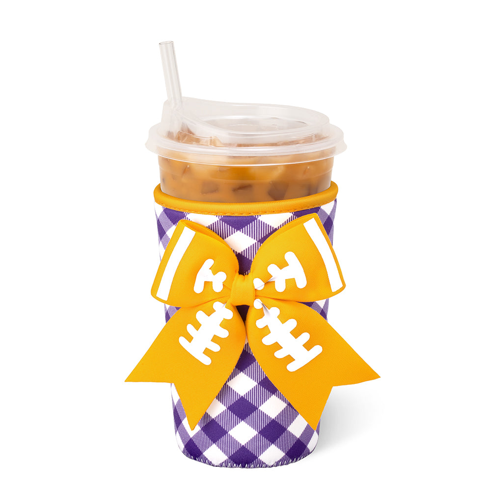 Gameday Gingham Purple + Yellow Medium Iced Cup Coolie