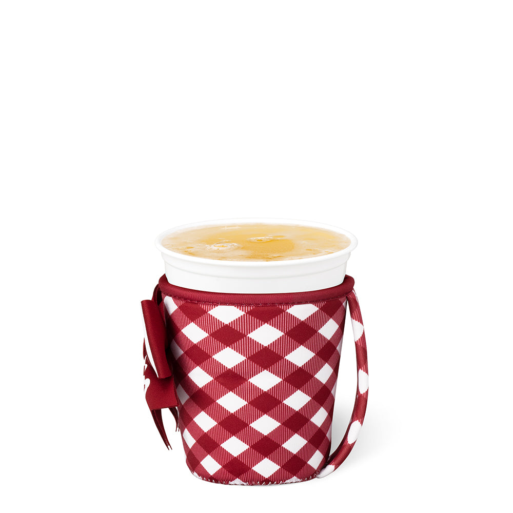 Gameday Gingham Crimson Small Iced Cup Coolie