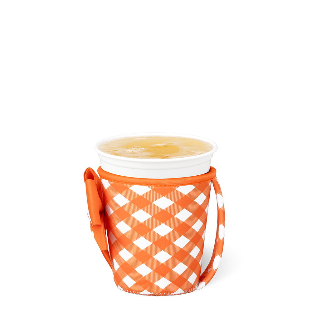 Gameday Gingham Orange Small Iced Cup Coolie